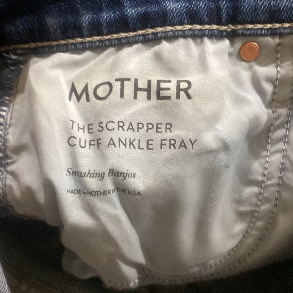 MOTHER THE SCRAPPER CUFF ANKLE FRAY IN SMASHING BANJOS BUTTON FLY HI RISE SZ 25 - Picture 10 of 16